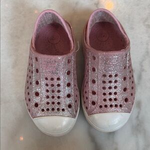 Sketcher Foamies Kids Pink Glitter Slip-On Shoes